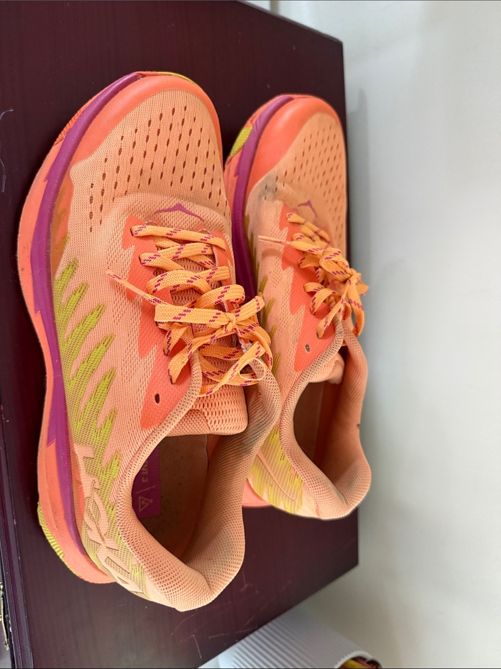 Peach Athletic Running Sneakers with Yellow Accents - Unbranded